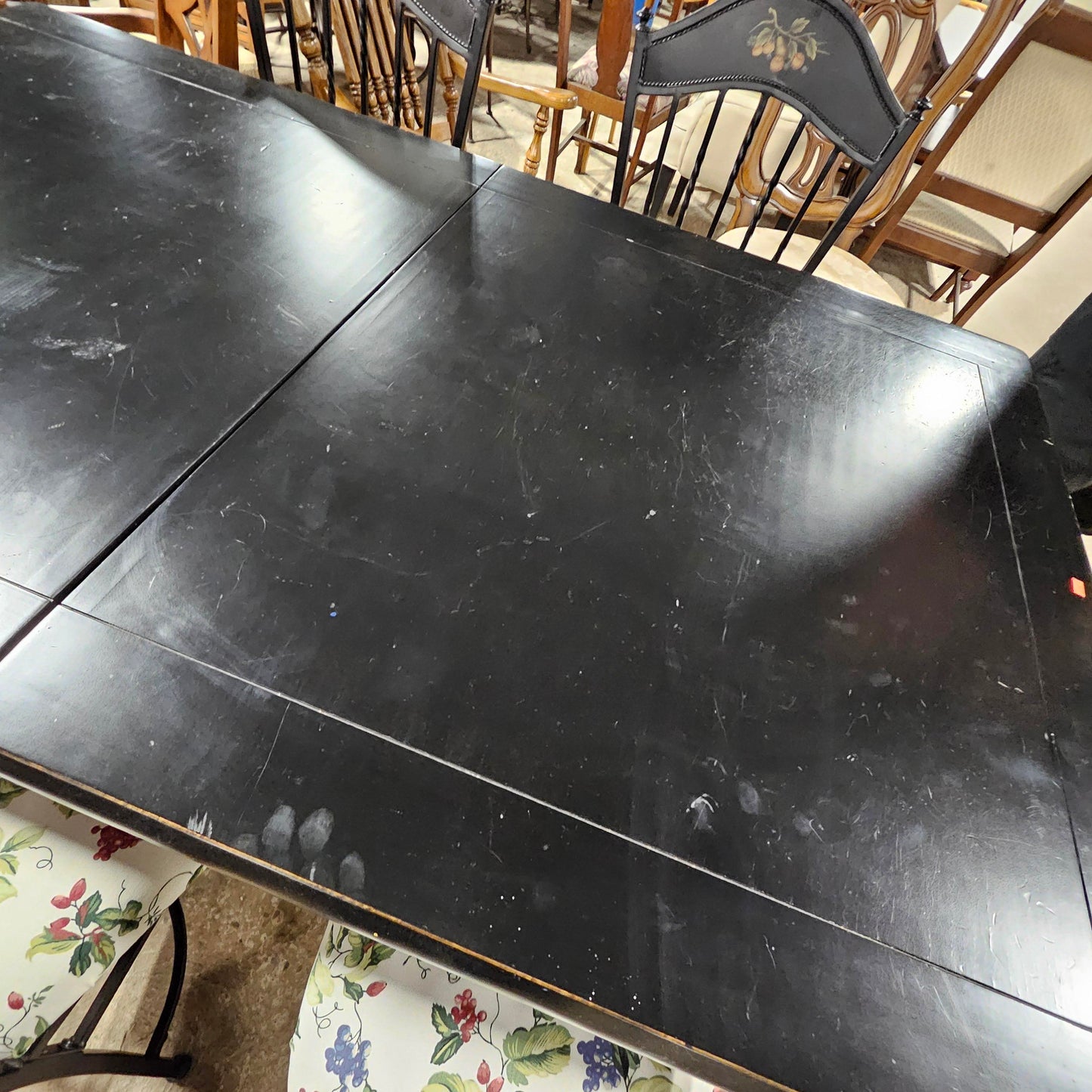 Black Dining Table W/ 4 Metal Chairs