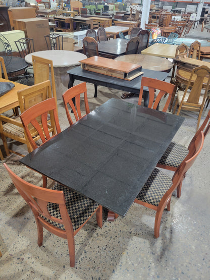 Granite top dining table with 6 chairs