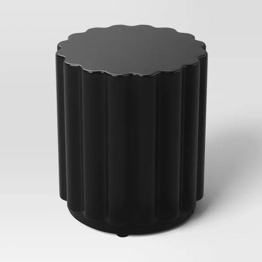 Scalloped Round Side Table Black