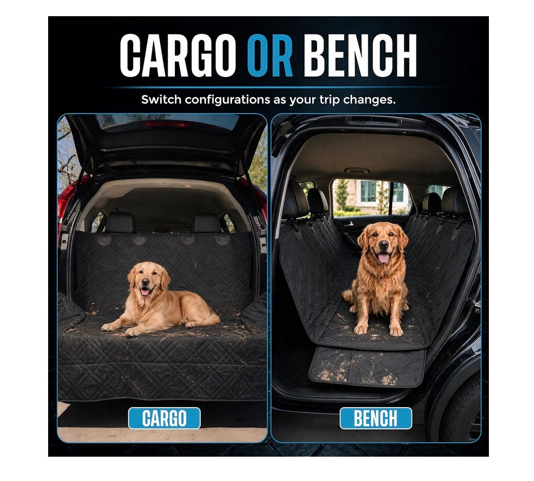 Bulldogology Dog Back Seat Cover 100 Percent Waterproof Heavy Duty Bench Cover with Dog Hammock and Backseat Protector Premium Pet Car Seat Cover for Cars, Trucks, SUVs (X-Large, Black) (New in Box)