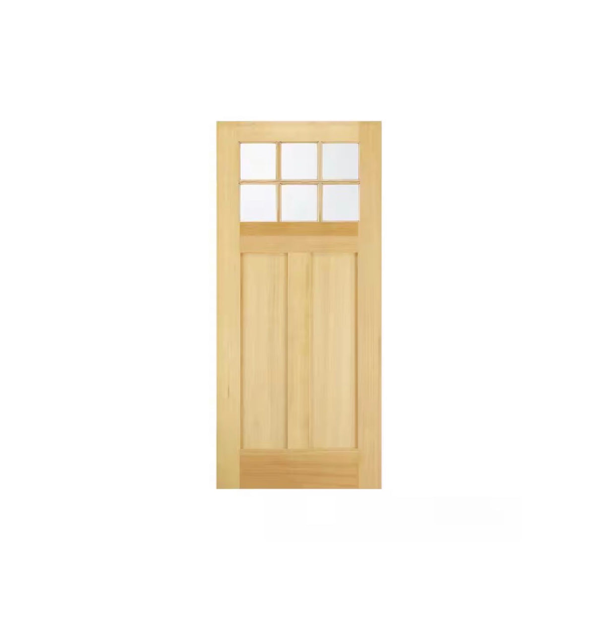 30 Inch x 80 Inch 6 Lite Unfinished Wood Front Door (New)