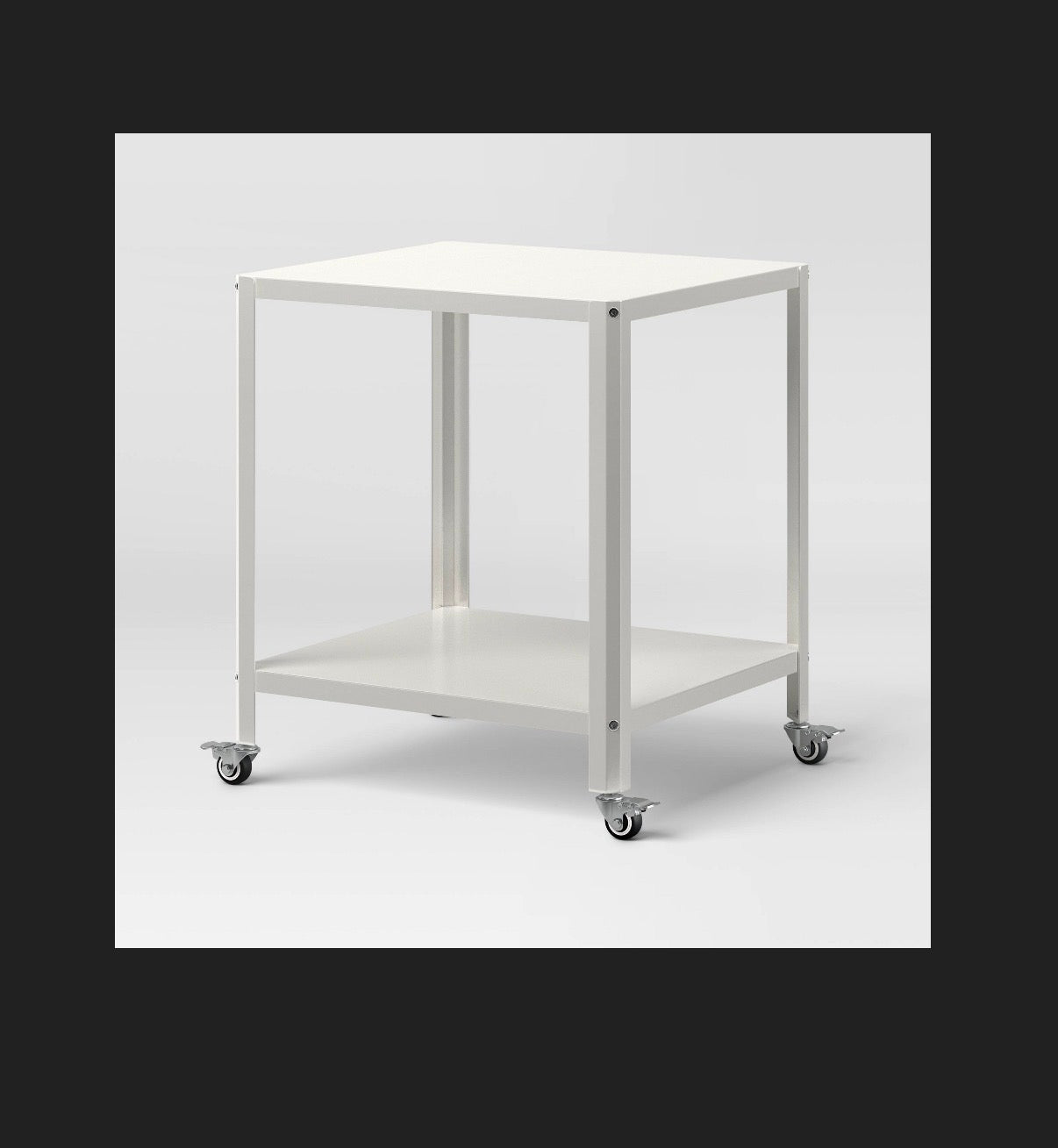 Metal Accent Rolling Side Table (Chalk White) (New in Box)