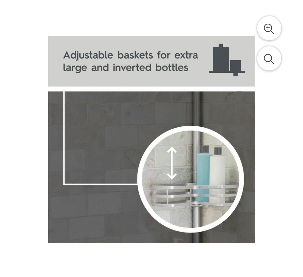 Better Homes & Gardens Adjustable Rust-Resistant Satin Nickel Tension Pole Shower Caddy 3 Tier, 5-9ft.