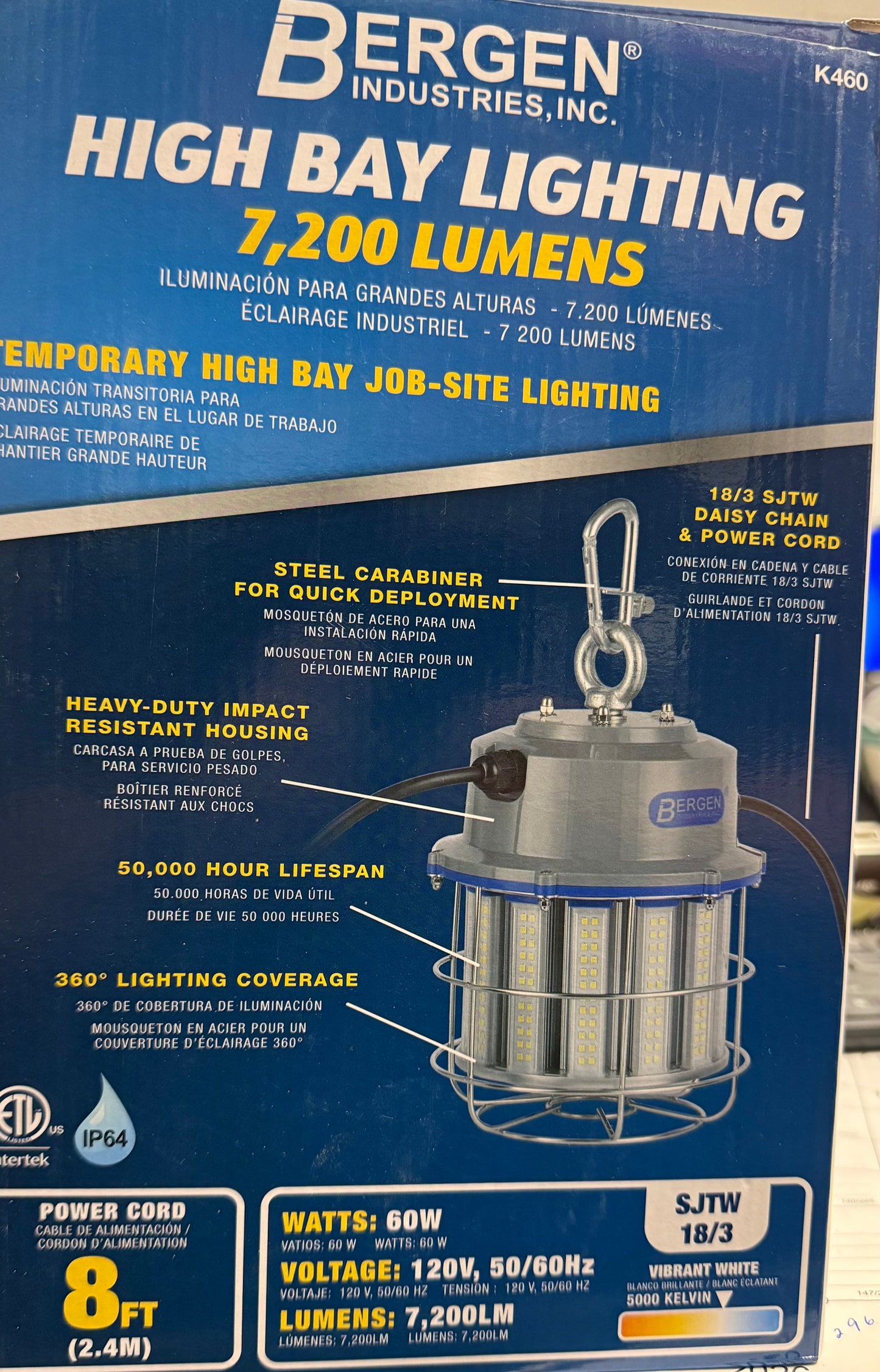 7200 Lumens LED Plug-in Portable Worklight