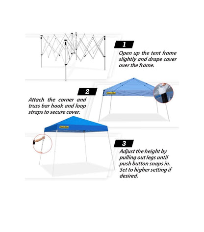 10 Ft. X 10 Ft. Instant Pop Up Tent with Ropes and Stakes (Blue) (New in Box)