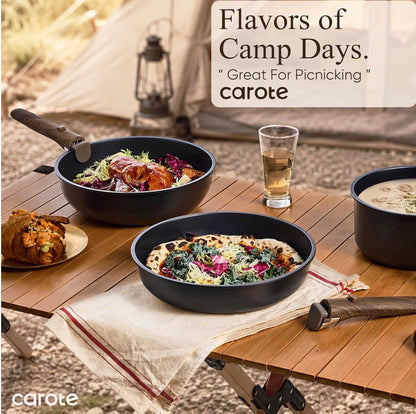Carote 31 piece pots and pan set - non stick, detachable handle cookware- black