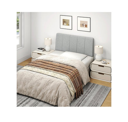 Twin Size Headboard, Upholstered Headboard Twin Size Linen Fabric Modern Style Headboards Extra Thick (Light Gray) (New in Box)