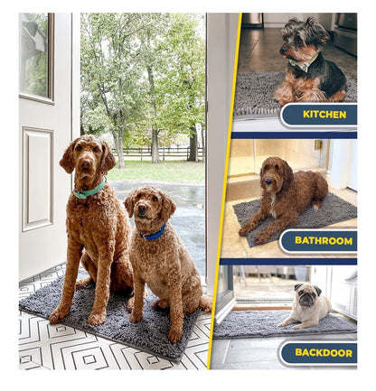 Muddy Mat Super Water Absorbent Door Mat Indoor Microfiber Quick Dry Chenille Entry Rug, Slip Resistant Machine Washable 30 Inch X 19 Inch  (Gray)