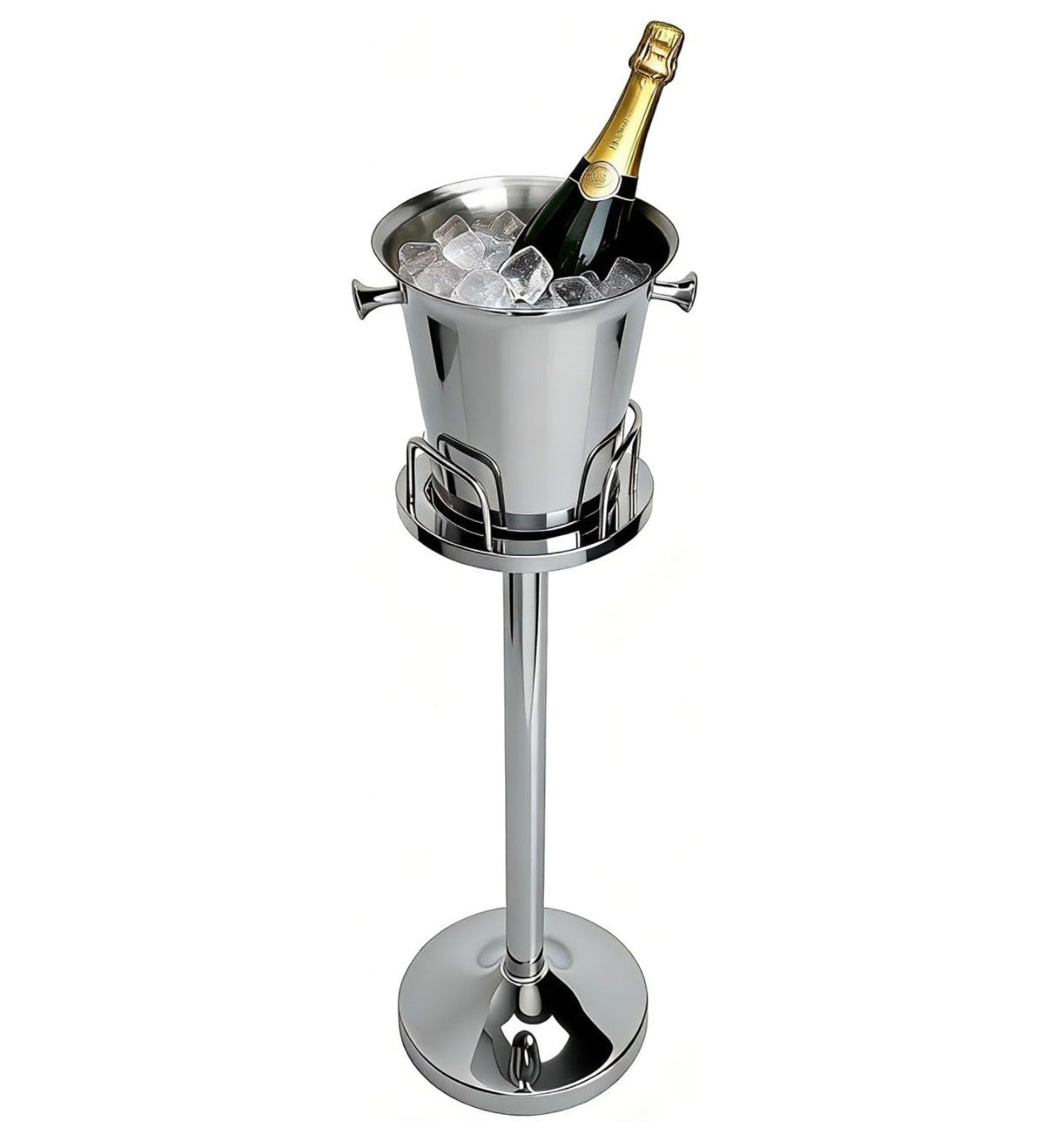 Champagne Bucket with Stand, Standing Ice Buckets 5L Wine Bucket Stand with Handles, Stainless Steel Standing Champagne Buckets Pedestal for Bar, KTV, Hotel, Party, or Gathering (New in Box)
