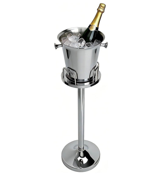 Champagne Bucket with Stand, Standing Ice Buckets 5L Wine Bucket Stand with Handles, Stainless Steel Standing Champagne Buckets Pedestal for Bar, KTV, Hotel, Party, or Gathering (New in Box)