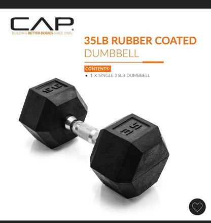 35 lbs Coated Hex Dumbbell with Contoured Handle