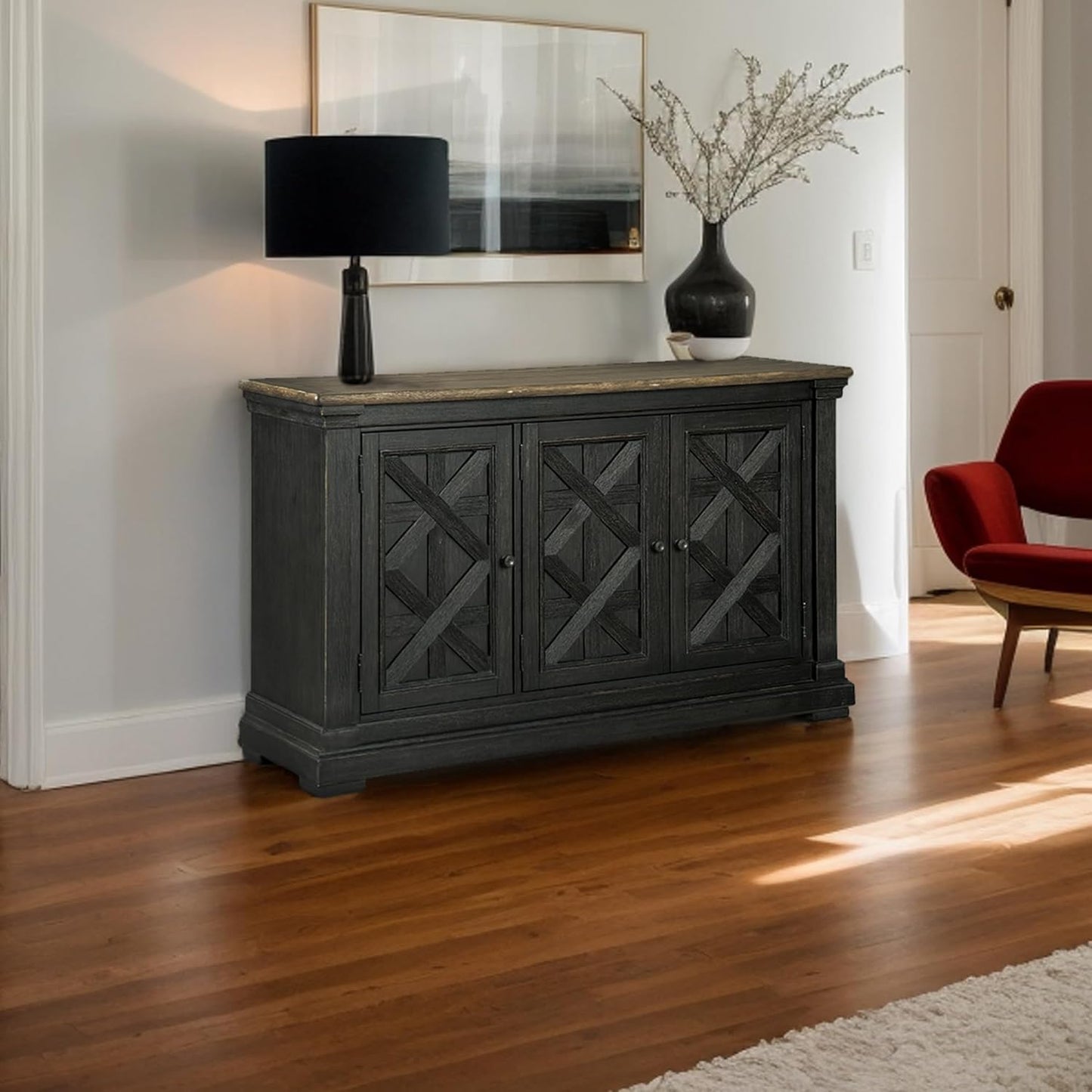 Cabinet or Server with 3 Doors and Lattice Design