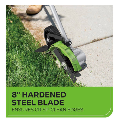 Greenworks 80V All Terrain Brushless Edger, 8 Inch Steel Blade, 2.25 Inch Pro Depth & Tool Free Adjust, 27cc Gas Power Equivalent, Battery and Charger Not Included (New in Box)