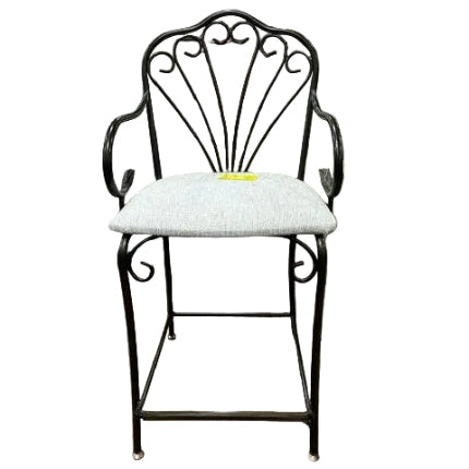 Vintage-Style Wrought Iron Bar Stool