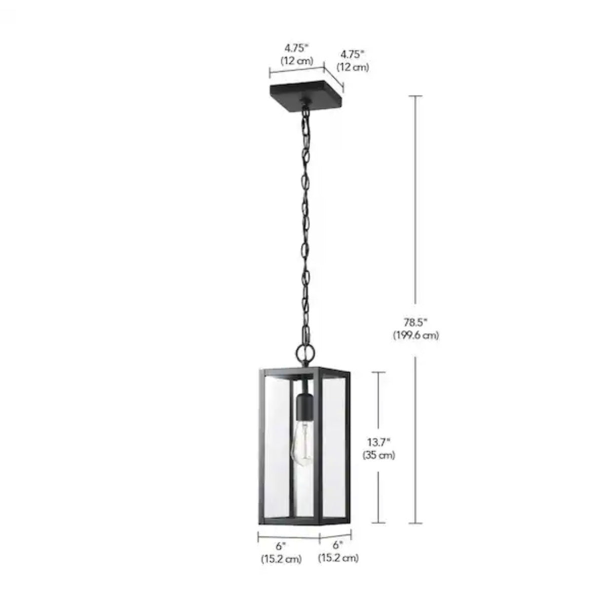 Hurley 78.5 Inch 1 Light Modern Matte Black Outdoor Hanging Light Pendant Light with Clear Glass Shade (New in Box)