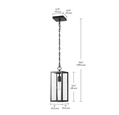 Hurley 78.5 Inch 1 Light Modern Matte Black Outdoor Hanging Light Pendant Light with Clear Glass Shade (New in Box)