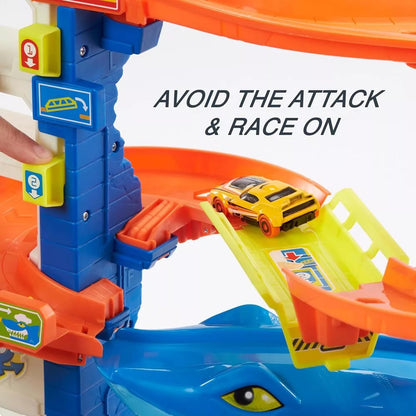 Hot Wheels City Attacking Shark Escape Playset with 1 Toy Car in 1:64 Scale