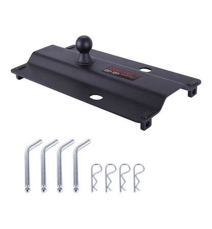 25000lbs Gooseneck Ball Plate Fit for 5th Wheel Rails, Gooseneck Adapter Hitch for Pickup Truck Bed Trailer Towing, 2-5/16 Inch Ball, Fits Industry Standard Rails, Carbide Black Powder Coat (New in Box)