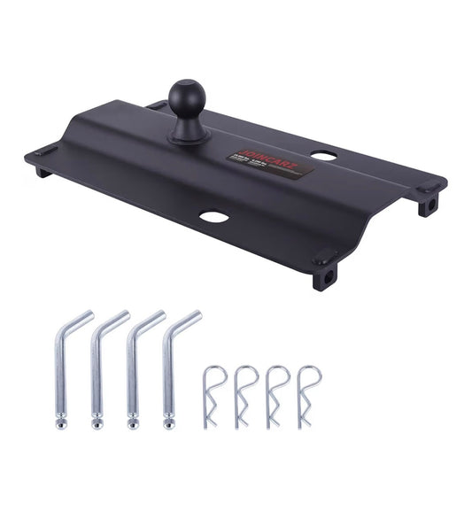 25000lbs Gooseneck Ball Plate Fit for 5th Wheel Rails, Gooseneck Adapter Hitch for Pickup Truck Bed Trailer Towing, 2-5/16 Inch Ball, Fits Industry Standard Rails, Carbide Black Powder Coat (New in Box)