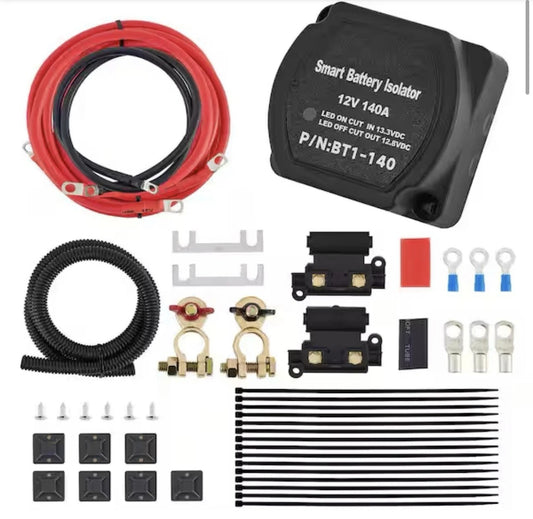 VEVOR 12V 140A Dual Battery Isolator Split Charge Kit Complete w/ Cables VSR001