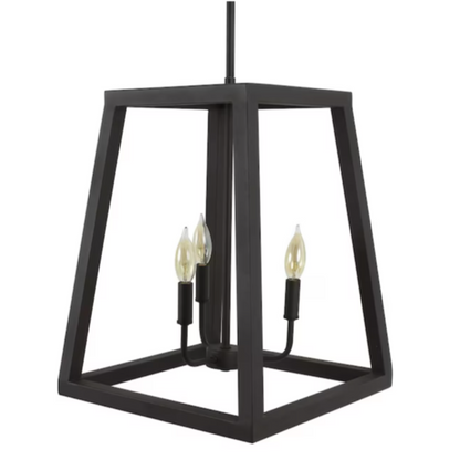 Reed 3-Light Black Modern/Contemporary Lantern Hanging Pendant Light