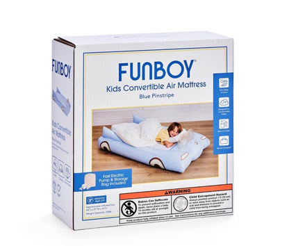 FUNBOY Blue Car 15 inch H Kids Sleepover Twin Air Mattress Bed with Electric Pump