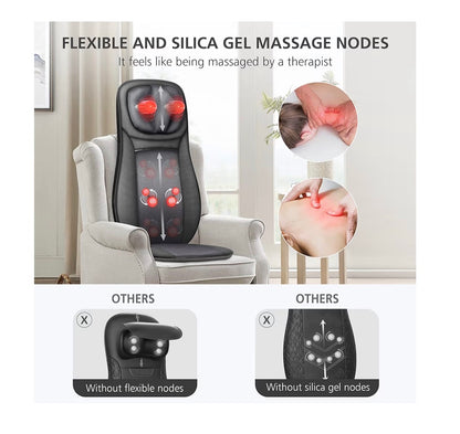 Snailax Shiatsu Neck & Back Massager with Heat, Full Back Kneading Shiatsu or Rolling Massage, Massage Chair Pad with Height Adjustment, Back Massager for Neck and Shoulder (New in Box)