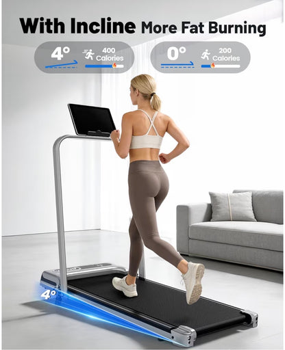 Walking Pad Treadmill for Home, Incline Walking Pad with Handle Bar Sturdy Foldable Handles Treadmill with Remote, Quiet Anti-Slip Portable Under Desk Walking Pad for Small Space at Home/Office (New in Box)