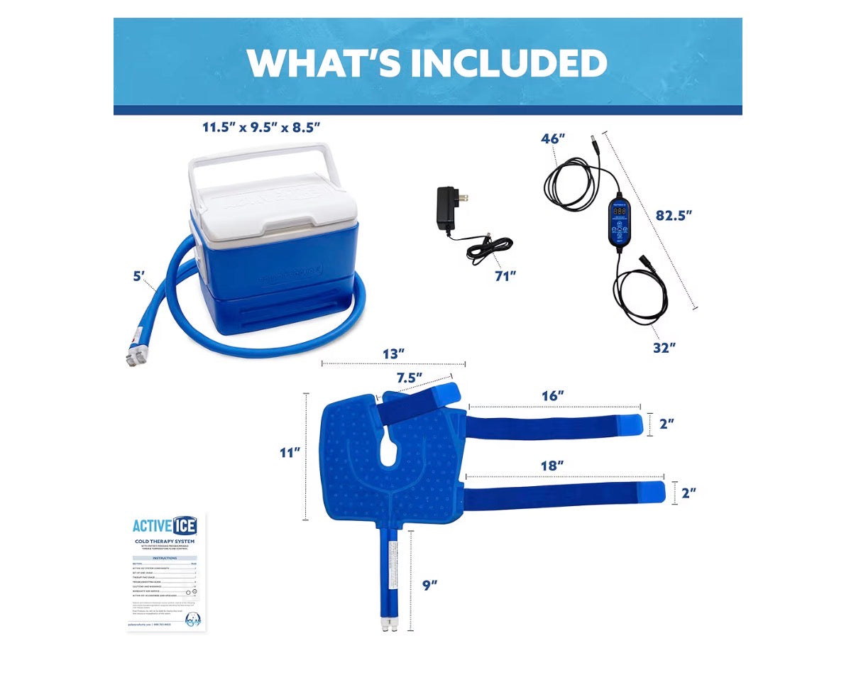 Polar Active Ice 9 Quart Cold Therapy Ice Machine Programmable Timer Knee & Joint Pad Cryotherapy Pain Relief System