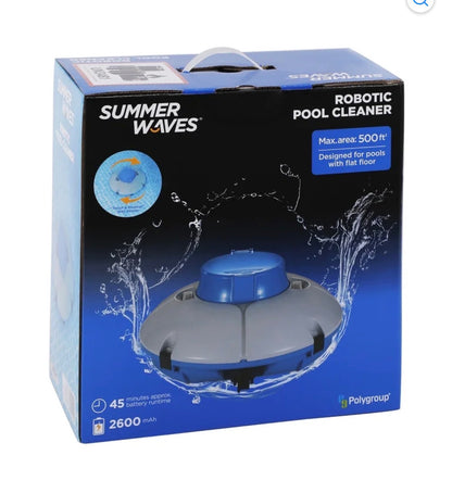 Summer Waves Robotic Pool Cleaner Pool Accessory, Cordless & Rechargeable (New in Box)