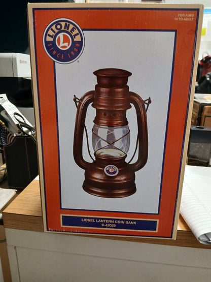 Lionel Model Train Conductor Lantern Coin Bank with Glass Casing