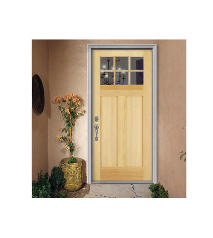 30 Inch x 80 Inch 6 Lite Unfinished Wood Front Door (New)