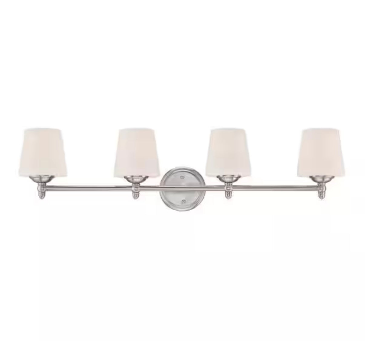 Darcy 36" 4-light brushed nickel transitional vanity light with white opal glass shade