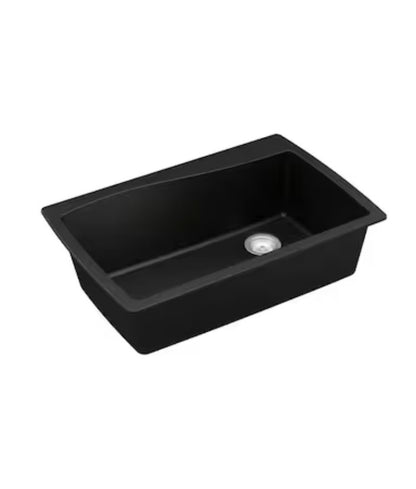 Karran Drop-In 34 Inch X 22 Inch Black Quartz Single Bowl 1 Hole Kitchen Sink (New in Box)