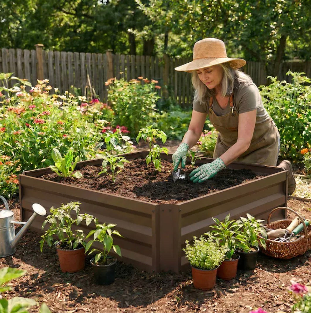 Sta-Green expandable metal raised garden bed. kit includes 7.5 cu ft. 36 inch W X 36 inch L X 10 inch H  New in box