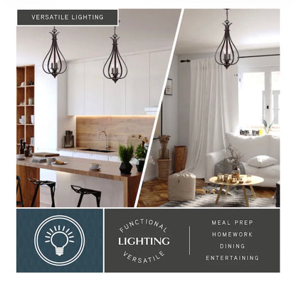 Monrovia 3- Light Royal Bronze Traditional Teardrop Medium hanging Pendant Light