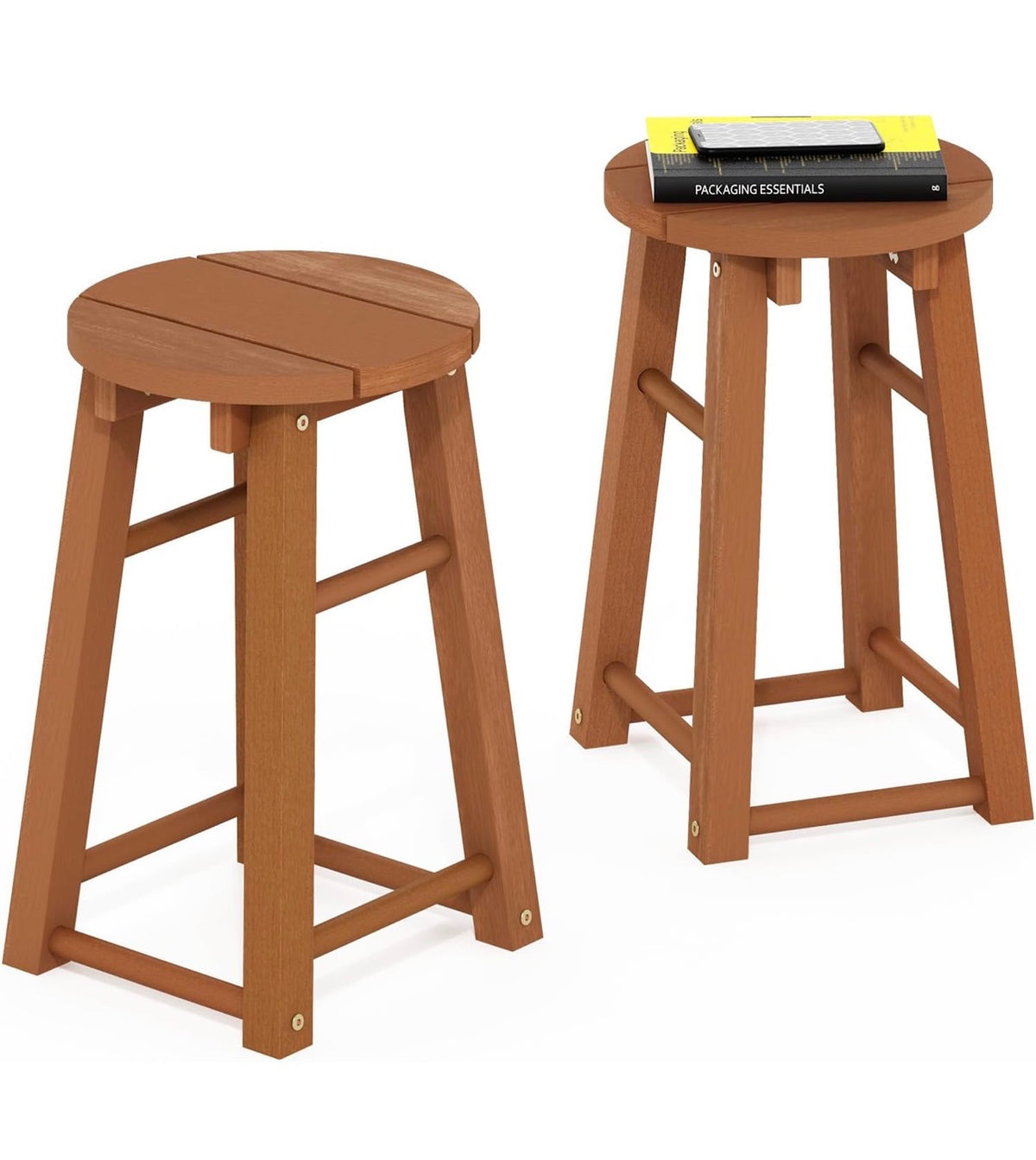 Furinno TIOMAN Outdoor Barstool, Set of 2, 18 Inch Bar Stool in Teak Oil, for Patio, Garden, Porch (Natural) (New in Box)