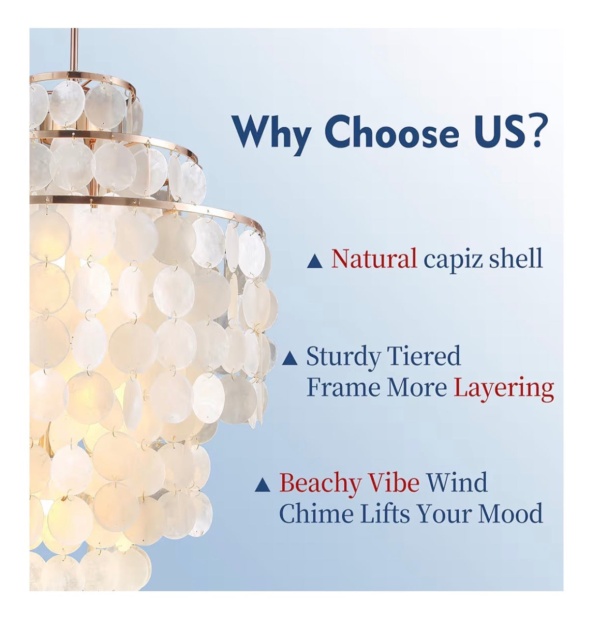 Capiz Shell Chandelier 18 Inch Gold Coastal Chandelier Light Fixture with 4 Lights Capiz Seashell Pendant for living Room Foyer, Kitchen Island Entryway, Dining Room Bedroom, LED Bulb Included (New in Box)