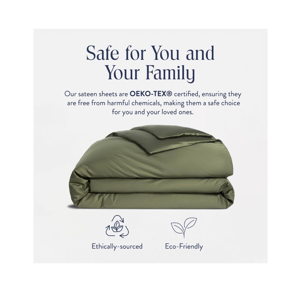 Brooklinen Luxury Sateen Duvet Cover 100 Percent Cotton. King/California King Size in Fresh Moss Green with Extra Long Corner Ties and Button Closure (New in Package)