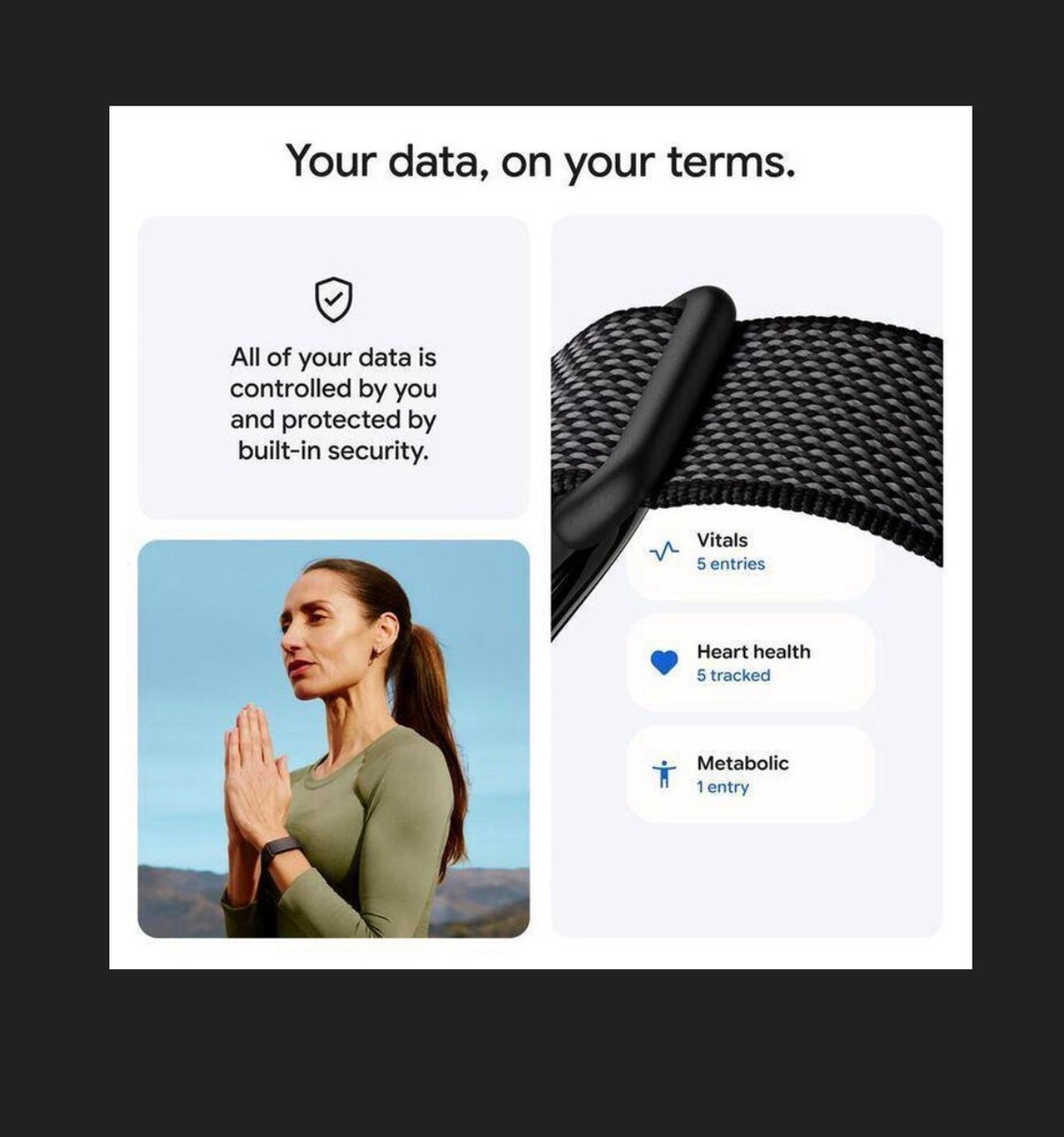Google Fitbit Air Screenless Fitness and Health Tracker Personalized AI-Powered Coaching (Works with Android and IOS (Obsidian) (New in Box)