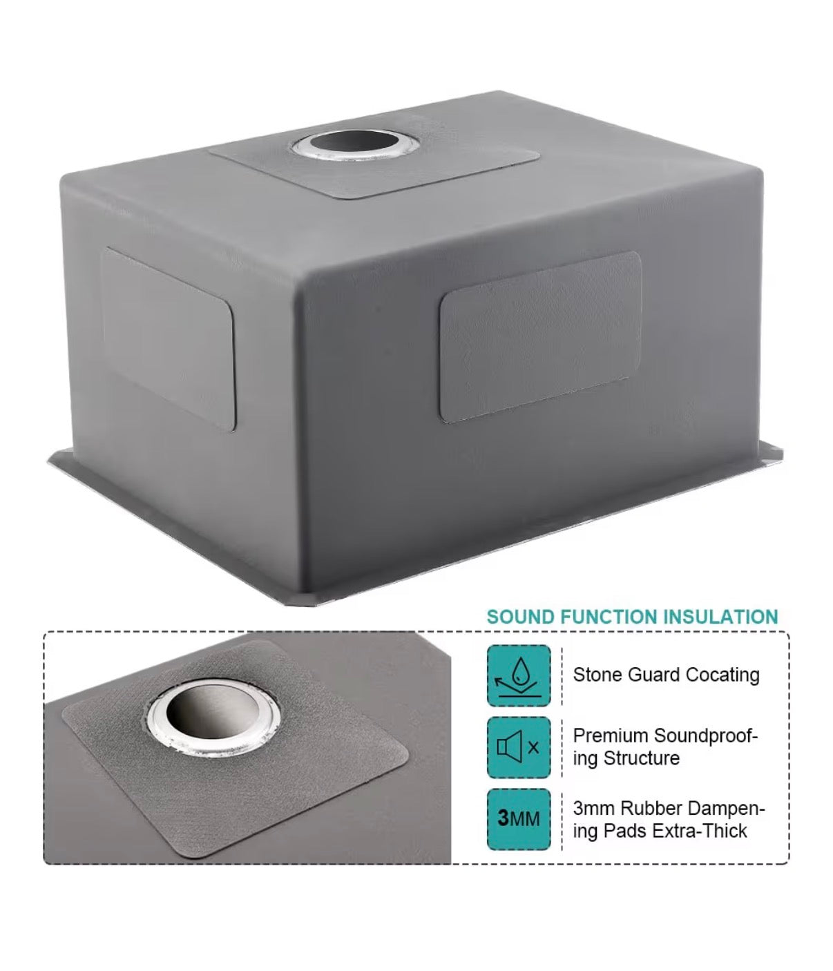 24 Inch Laundry Sink with Faucet Combo 24"X19"X13" Inch Stainless Steel Utility Sink 16 Gauge Laundry Room Sink Single Bowl Deep kitchen Sink Outdoor with Faucet Combo
