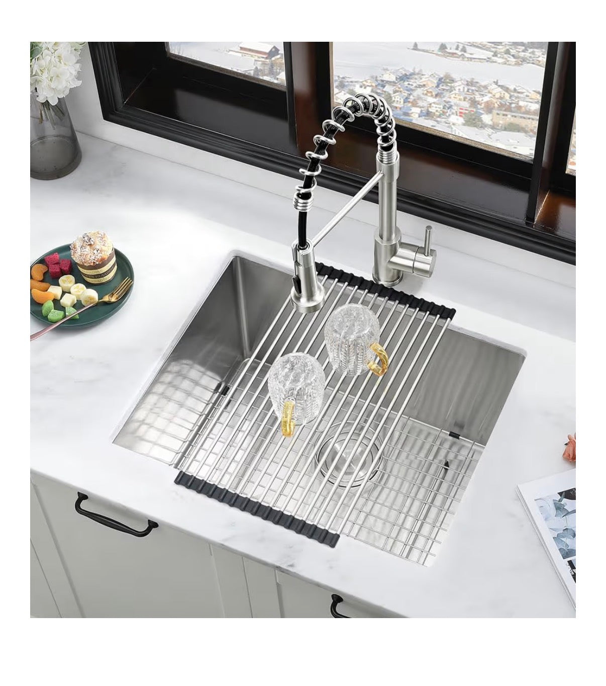 24 Inch Laundry Sink with Faucet Combo 24"X19"X13" Inch Stainless Steel Utility Sink 16 Gauge Laundry Room Sink Single Bowl Deep kitchen Sink Outdoor with Faucet Combo