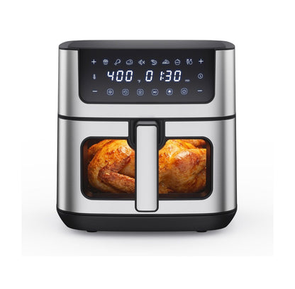 NEWBULIG Air Fryer 6.34 Qt. Air fryer with Visible Window 400 Degrees Fahrenheit Fast Heating Stainless Steel Air Fryers Oven with Nonstick and Dishwasher Safe Basket 8-in-1 Cooking Preset with Timer Auto-Off (Jet Black) (New in Box)