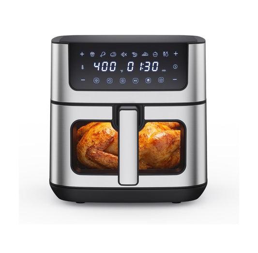 NEWBULIG Air Fryer 6.34 Qt. Air fryer with Visible Window 400 Degrees Fahrenheit Fast Heating Stainless Steel Air Fryers Oven with Nonstick and Dishwasher Safe Basket 8-in-1 Cooking Preset with Timer Auto-Off (Jet Black) (New in Box)