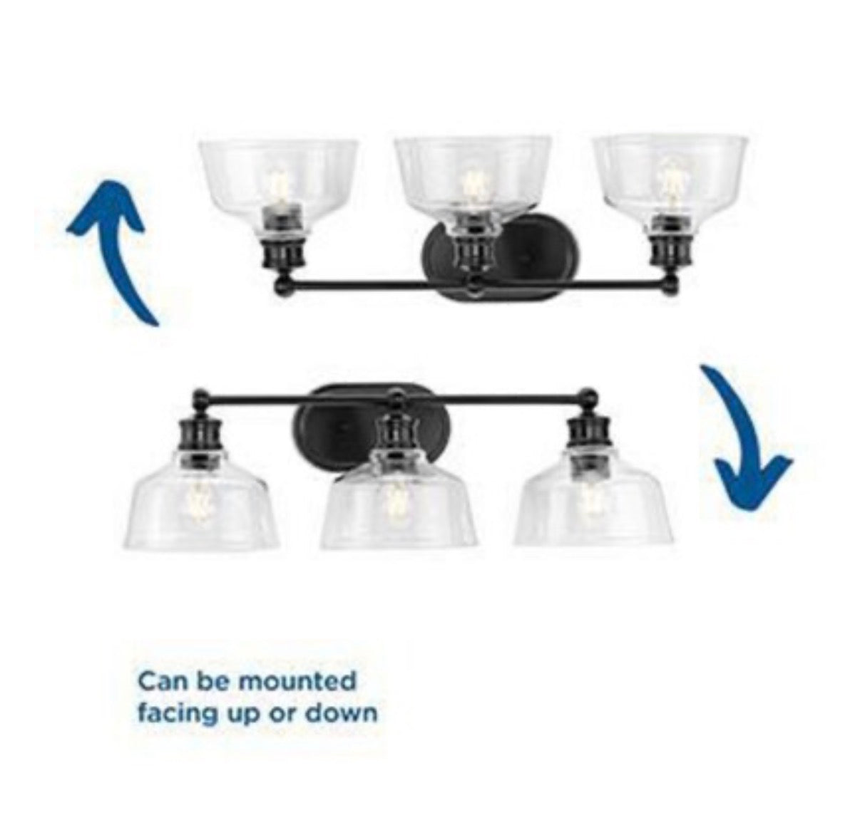 Progress Lighting Singleton 26.5 Inch 3 Light Farmhouse Bathroom Vanity Light (Matte Black) (New in Box)