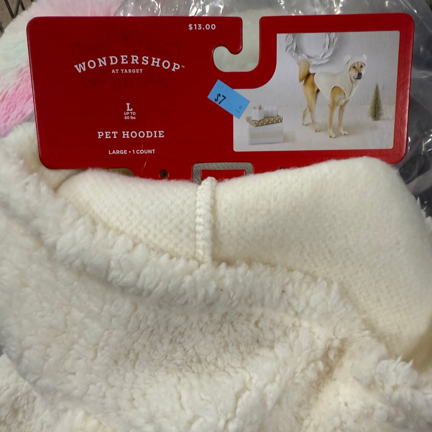 Wondershop Hoodie For Dog Size Large Winter White Sherpa