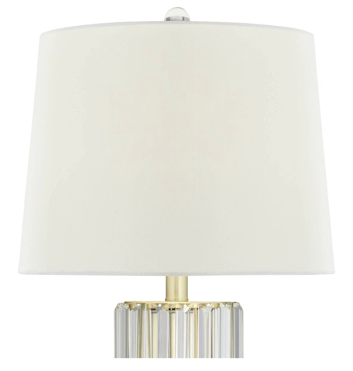 Rivera 27 3/4-Inch-Tall Table Lamp Gold Vintage Glass Rod Night Light LED Modern Traditional Nightlight Clear Bedroom, Living Room, Nightstand, Bedside, Office, Kids White Tapered Drum Shade (New in Box)