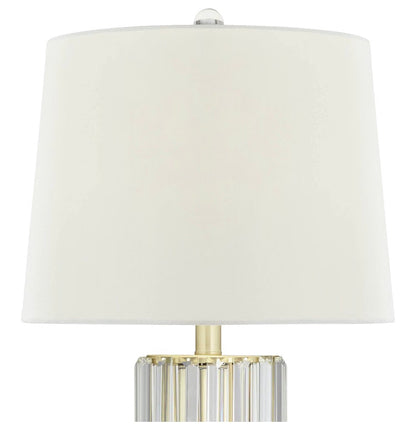 Rivera 27 3/4-Inch-Tall Table Lamp Gold Vintage Glass Rod Night Light LED Modern Traditional Nightlight Clear Bedroom, Living Room, Nightstand, Bedside, Office, Kids White Tapered Drum Shade (New in Box)
