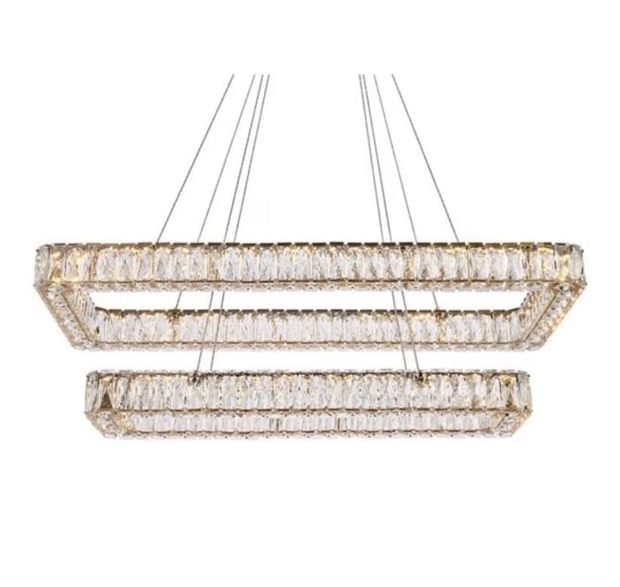 Elegant Lighting Monroe 42 Inch Led Double Rectangle Pendant In Gold