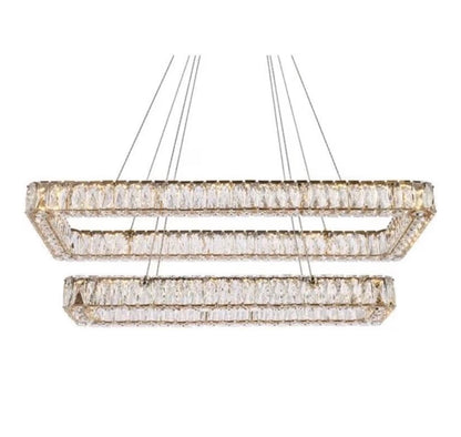Elegant Lighting Monroe 42 Inch Led Double Rectangle Pendant In Gold
